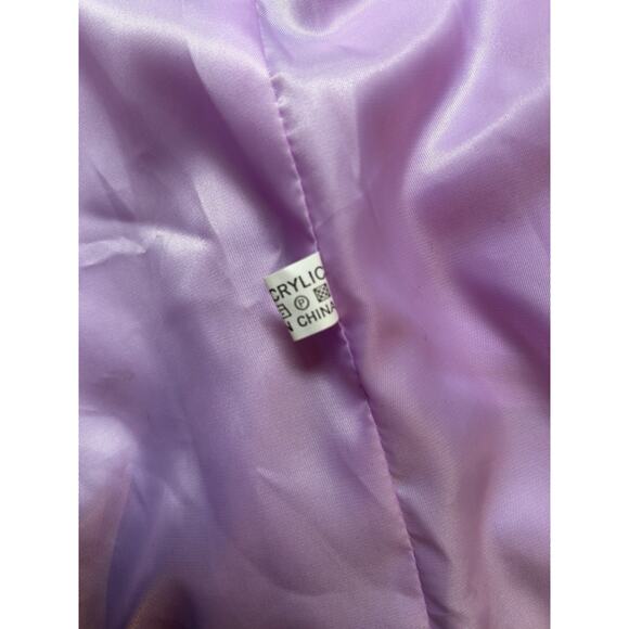 Mongolian Sheepskin Faux Fur Coat Jacket Lilac Lavender Purple Size S/Medium - Picture 11 of 11